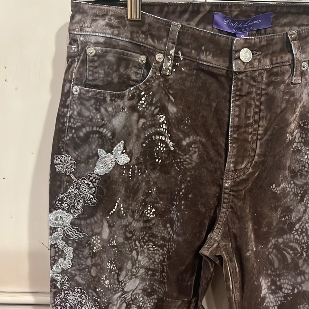 Ralph Lauren Collection velvet embellished 160 slim jean